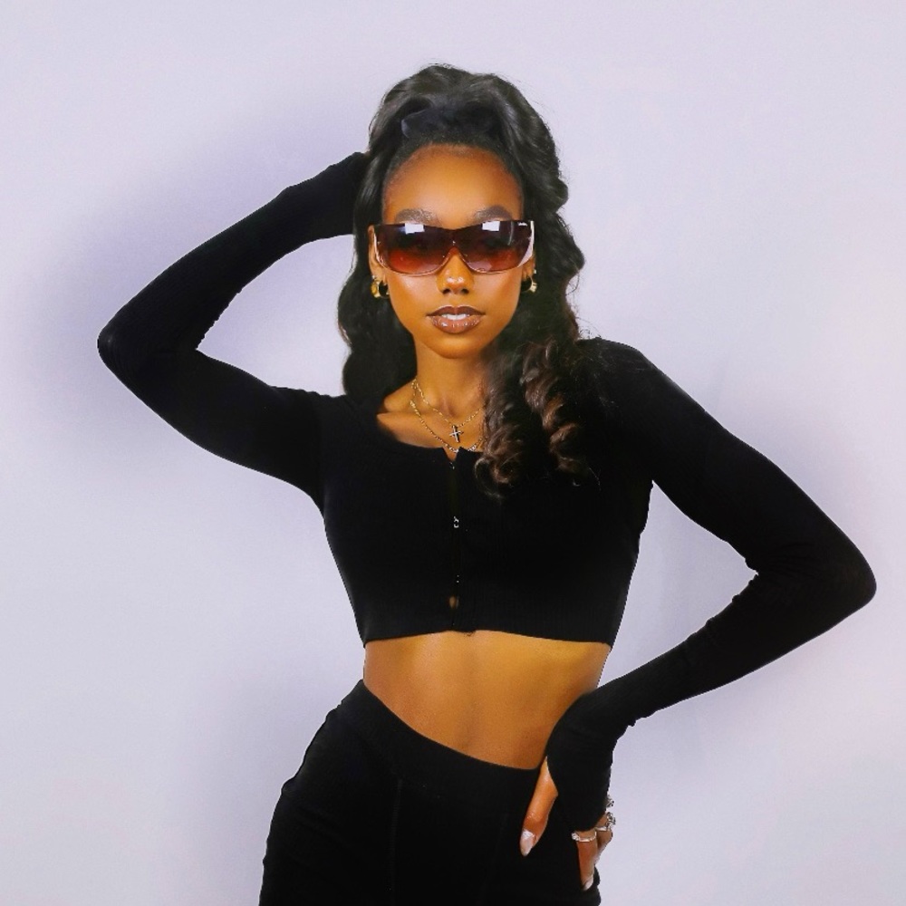 BRAND NEW-All Black-Two Piece Ribbed Set